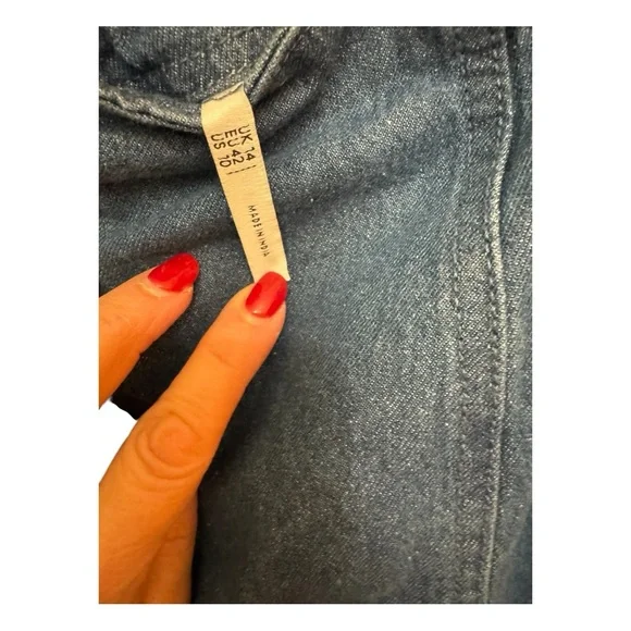 🆕 RECLAIMED VINTAGE vintage Dark Blue denim A-Line Skirt size 10 - Picture 9 of 10